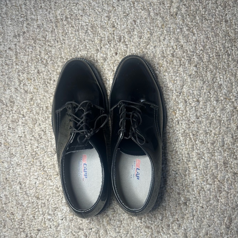 CAPPS Air-Lite Men’s by 8.5 Black Patent Leather Dress Shoes Oxford Uniform USA
